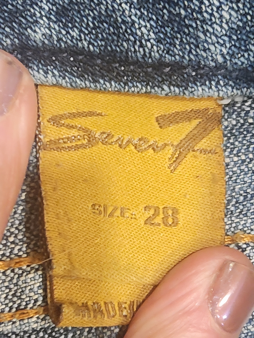 Seven7 High-Rise Medium Blue Denim Jeans with Gold Label